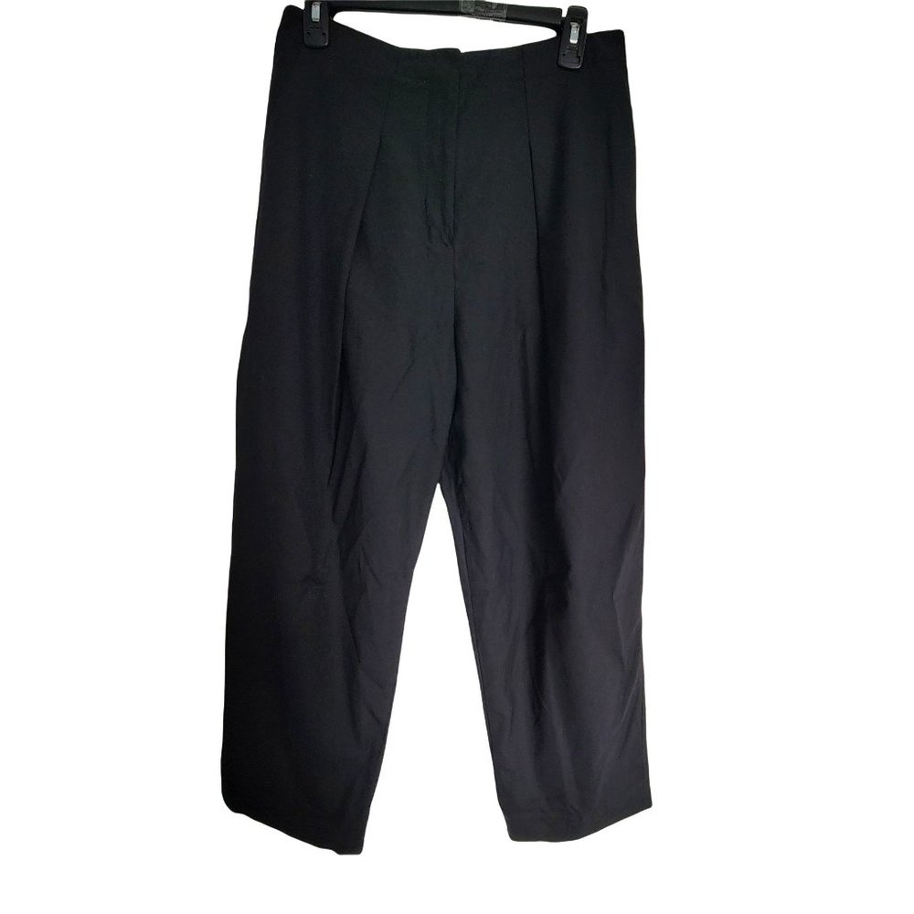 Kit and Ace Black Pleated Cropped Relaxed Fit Trouser Slacks Dress Pants Size 6 - Picture 3 of 13